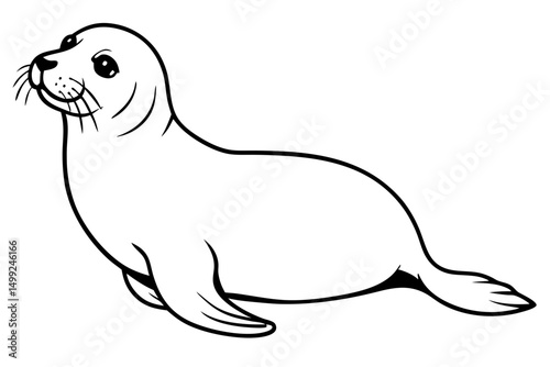 seal silhouette line art vector illustration with a white background