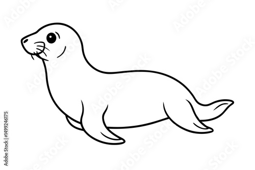 seal silhouette line art vector illustration with a white background