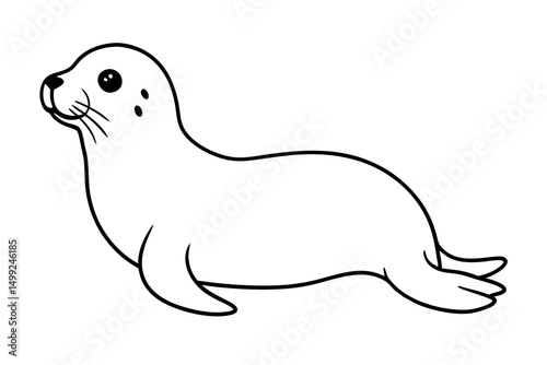 seal silhouette line art vector illustration with a white background