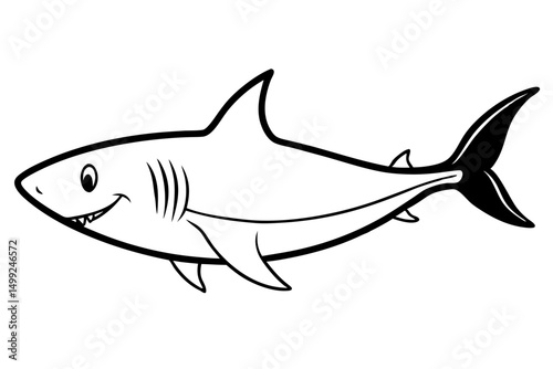 shark silhouette line art vector illustration with a white background