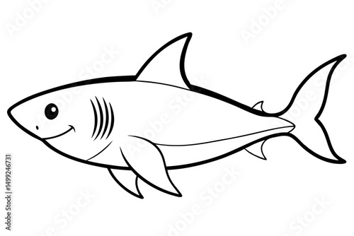 shark silhouette line art vector illustration with a white background