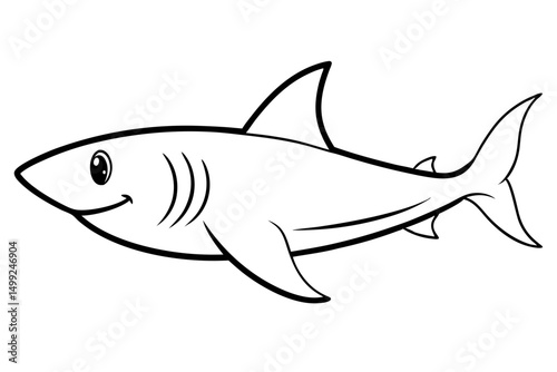 shark silhouette line art vector illustration with a white background
