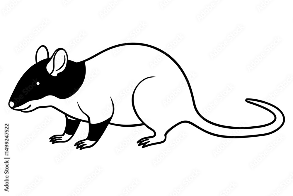 Obraz premium shrew silhouette line art vector illustration with a white background