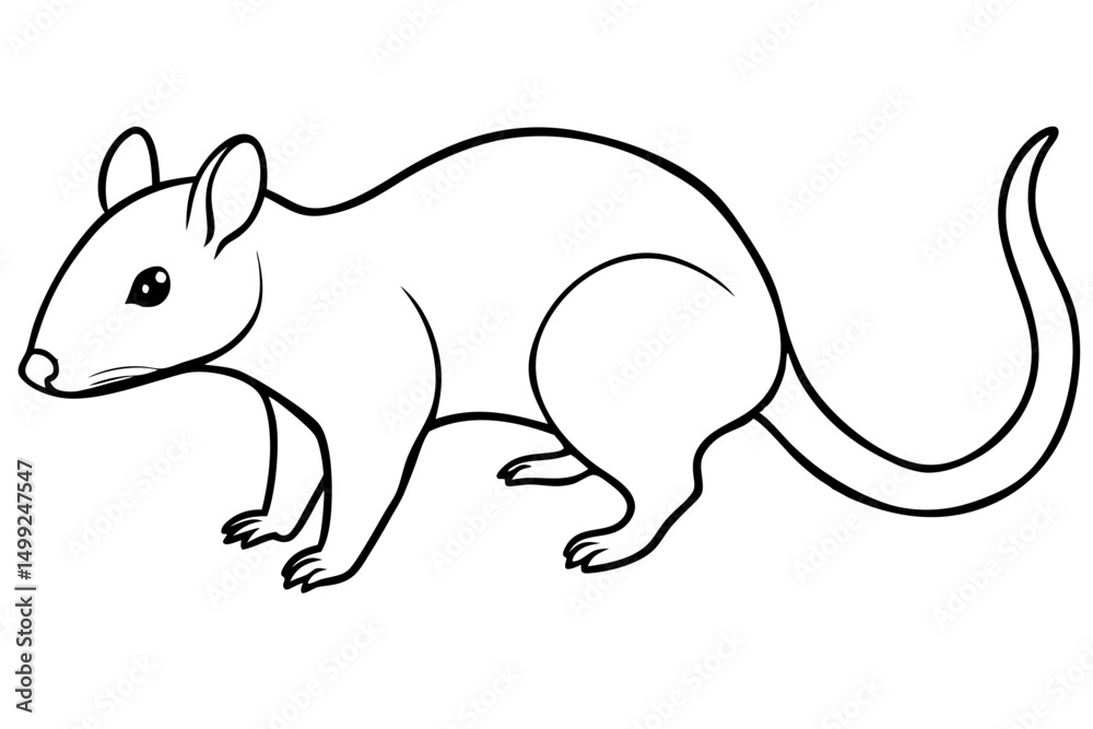 Obraz premium shrew silhouette line art vector illustration with a white background