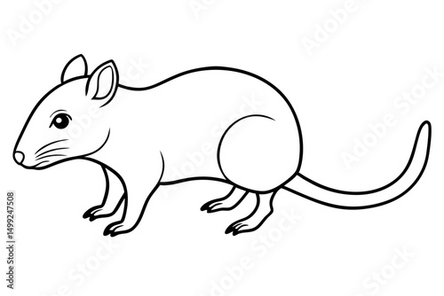 shrew silhouette line art vector illustration with a white background