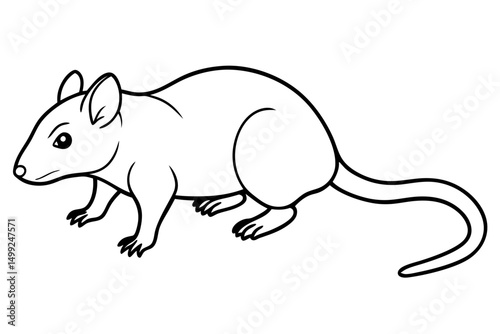 shrew silhouette line art vector illustration with a white background