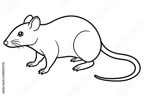shrew silhouette line art vector illustration with a white background