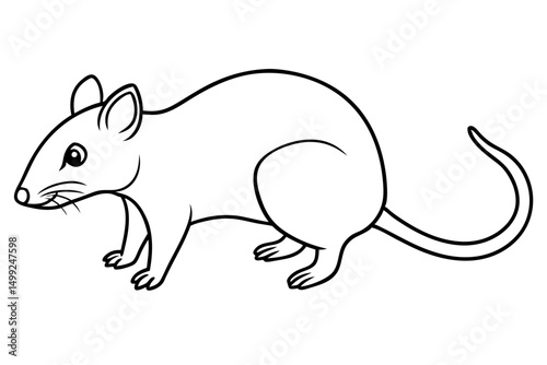 shrew silhouette line art vector illustration with a white background