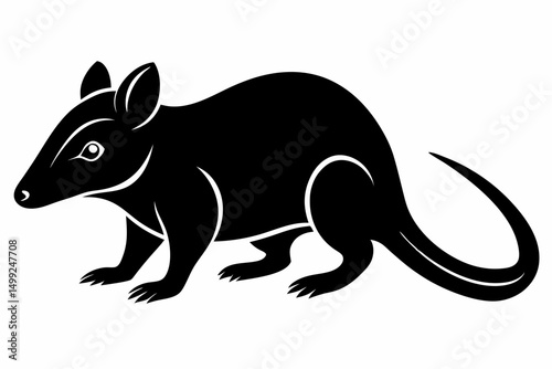 shrew silhouette line art vector illustration with a white background