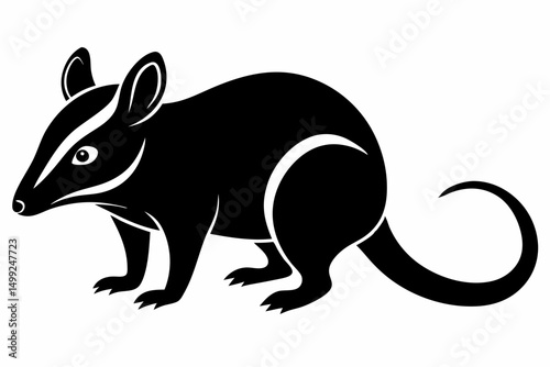 shrew silhouette line art vector illustration with a white background