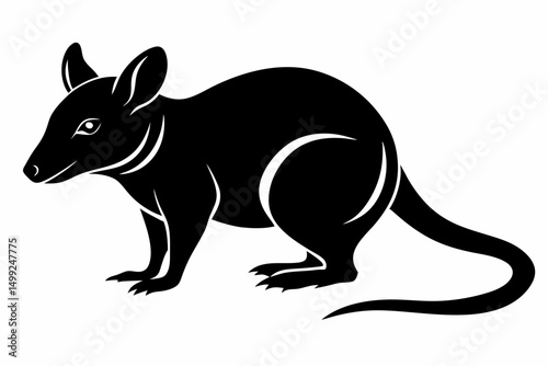 shrew silhouette line art vector illustration with a white background