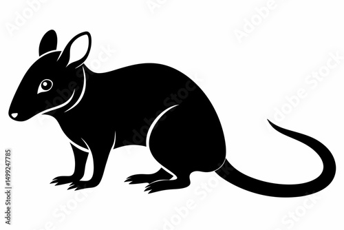 shrew silhouette line art vector illustration with a white background