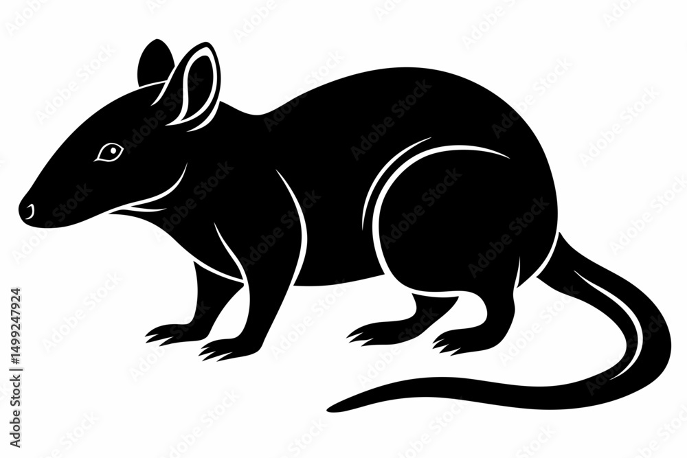 Obraz premium shrew silhouette line art vector illustration with a white background