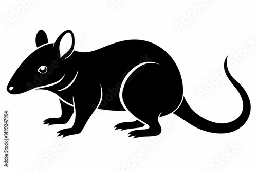shrew silhouette line art vector illustration with a white background