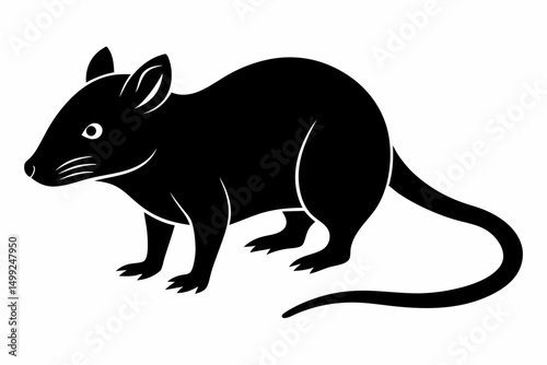 shrew silhouette line art vector illustration with a white background