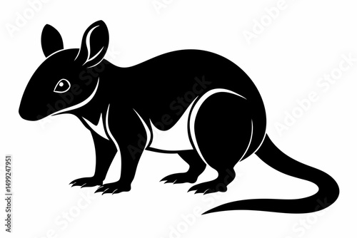 shrew silhouette line art vector illustration with a white background