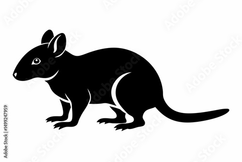 shrew silhouette line art vector illustration with a white background