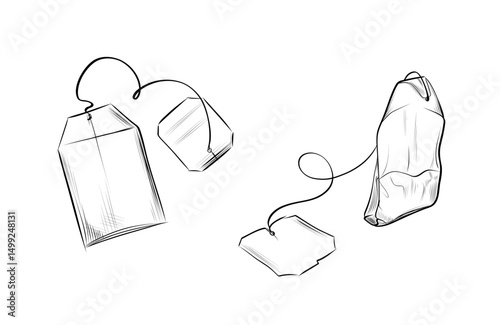 Various tea bags hand drawn elements vector