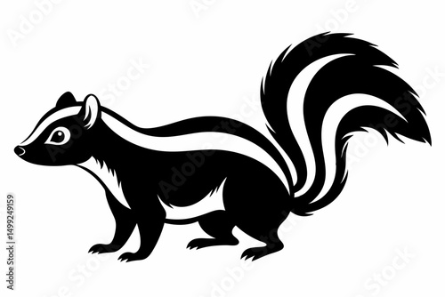 skunk silhouette line art vector illustration with a white background