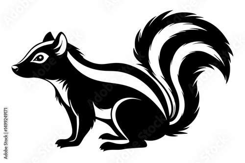 skunk silhouette line art vector illustration with a white background