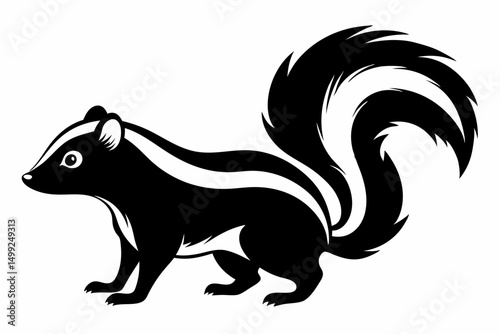 skunk silhouette line art vector illustration with a white background