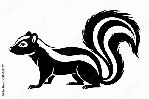 skunk silhouette line art vector illustration with a white background