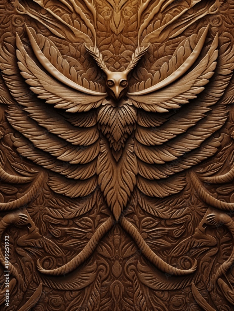 Obraz premium Drewniana rzeźba ptaka w stylu art deco