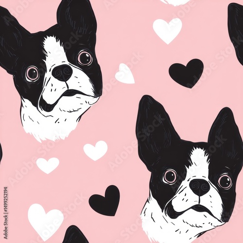 Cute boston terrier dog fac...
