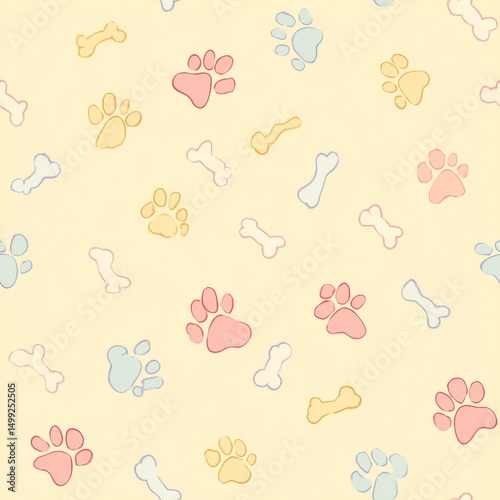Pastel colored dog paw prin...