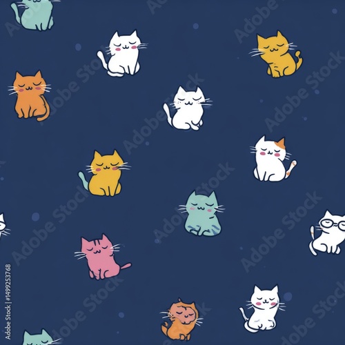 Cute cartoon cats in a repe...