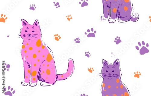 Repeating pattern of cats a...