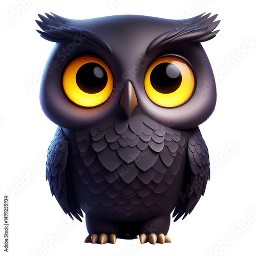 Cutout black owl on transparent background 