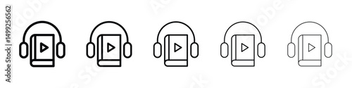 Audio book icon or logo illustration outline black style