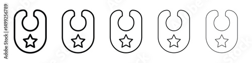 Baby bib icon or logo illustration outline black style