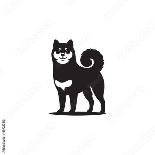 **"Bold Shiba Inu Vector Silhouette: Distinctive Japanese Dog Design Featuring Upright Ears, Curled Tail, and Alert Pose in Clean, Minimalist Style for Crafts and Digital Art"**
