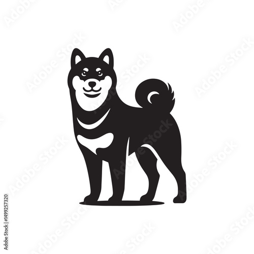 **"Bold Shiba Inu Vector Silhouette: Distinctive Japanese Dog Design Featuring Upright Ears, Curled Tail, and Alert Pose in Clean, Minimalist Style for Crafts and Digital Art"**
