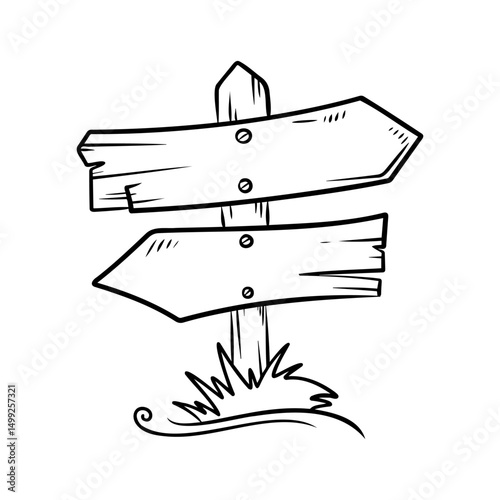 A hand-drawn wooden signpost with directional arrows