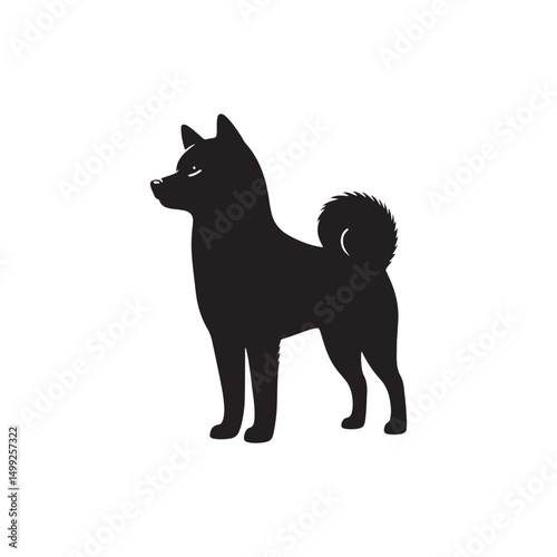 **"Bold Shiba Inu Vector Silhouette: Distinctive Japanese Dog Design Featuring Upright Ears, Curled Tail, and Alert Pose in Clean, Minimalist Style for Crafts and Digital Art"**
