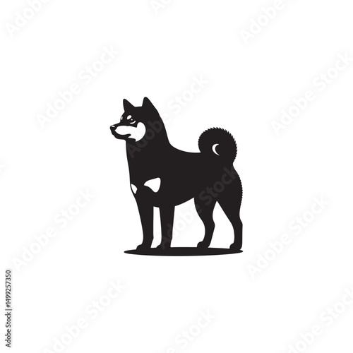 **"Bold Shiba Inu Vector Silhouette: Distinctive Japanese Dog Design Featuring Upright Ears, Curled Tail, and Alert Pose in Clean, Minimalist Style for Crafts and Digital Art"**
