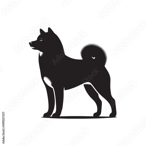 **"Bold Shiba Inu Vector Silhouette: Distinctive Japanese Dog Design Featuring Upright Ears, Curled Tail, and Alert Pose in Clean, Minimalist Style for Crafts and Digital Art"**
