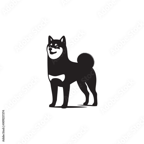 **"Bold Shiba Inu Vector Silhouette: Distinctive Japanese Dog Design Featuring Upright Ears, Curled Tail, and Alert Pose in Clean, Minimalist Style for Crafts and Digital Art"**
