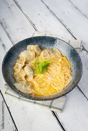 chicken egg noodles with shrimp wanton
