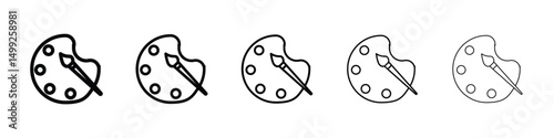 Brush and Palette icon or logo illustration outline black style