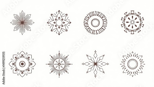Decorative patterned circles and flowers.
