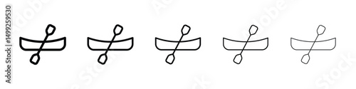 Canoe icon or logo illustration outline black style