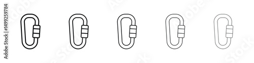 Carabiner icon or logo illustration outline black style