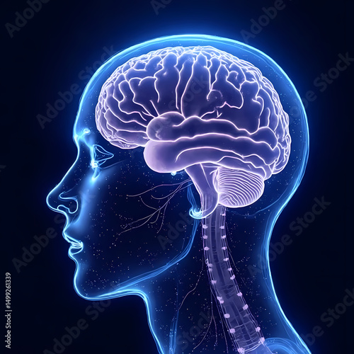 Wallpaper Mural Futuristic human brain with digital glow – Generative AI Illustration Torontodigital.ca