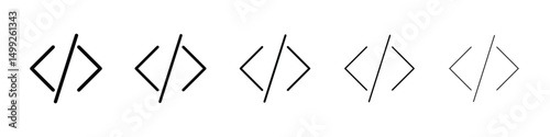 Code icon or logo illustration outline black style