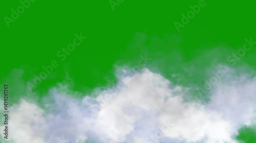Beautiful white clouds motion graphic clouds effects on green sky screen background, cloud, clouds sky