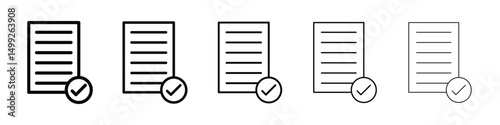 Document verification icon or logo illustration outline black style